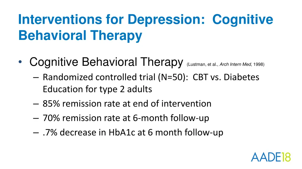 interventions for depression cognitive behavioral