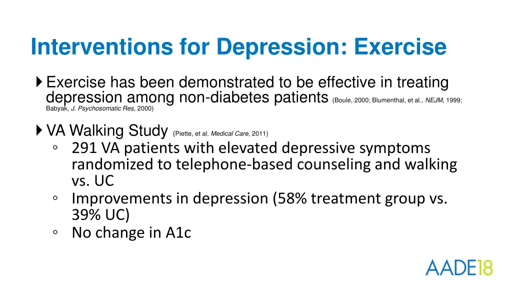 interventions for depression exercise