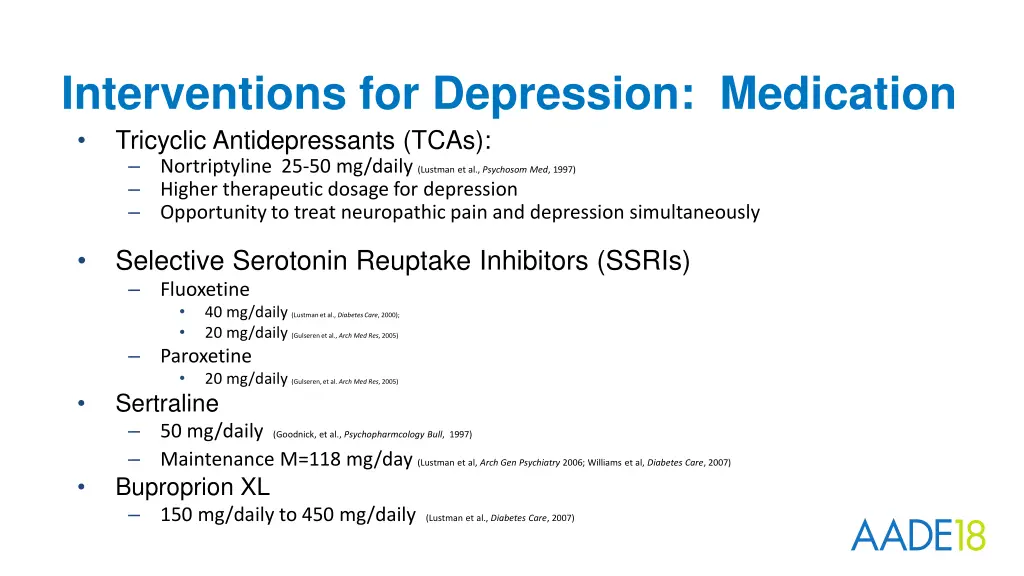 interventions for depression medication tricyclic