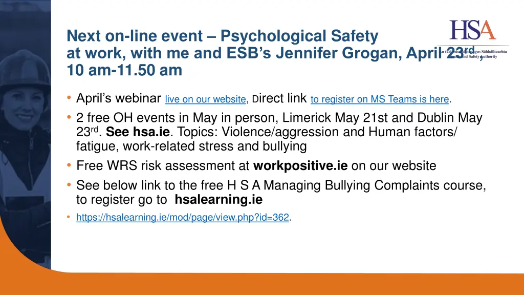 next on line event psychological safety at work