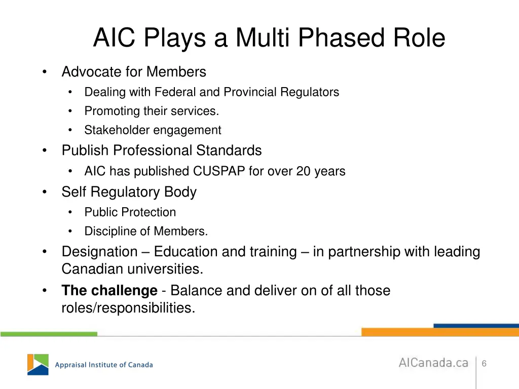 aic plays a multi phased role