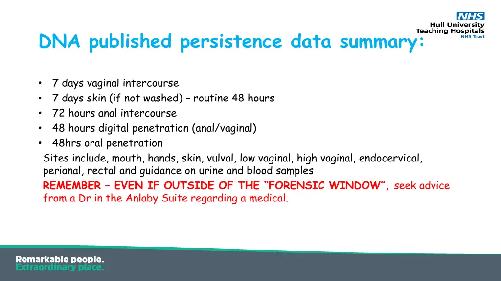 dna published persistence data summary