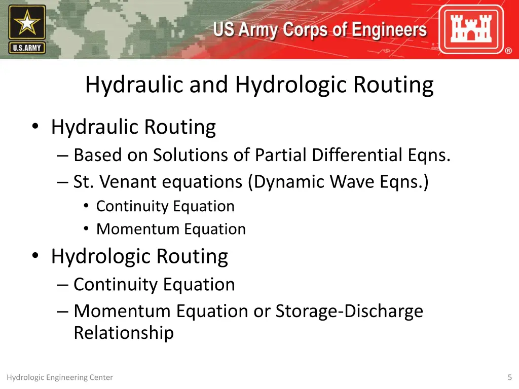 hydraulic and hydrologic routing