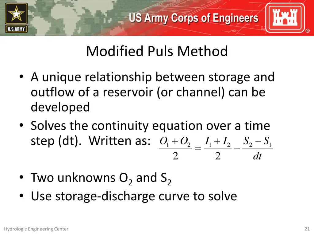 modified puls method