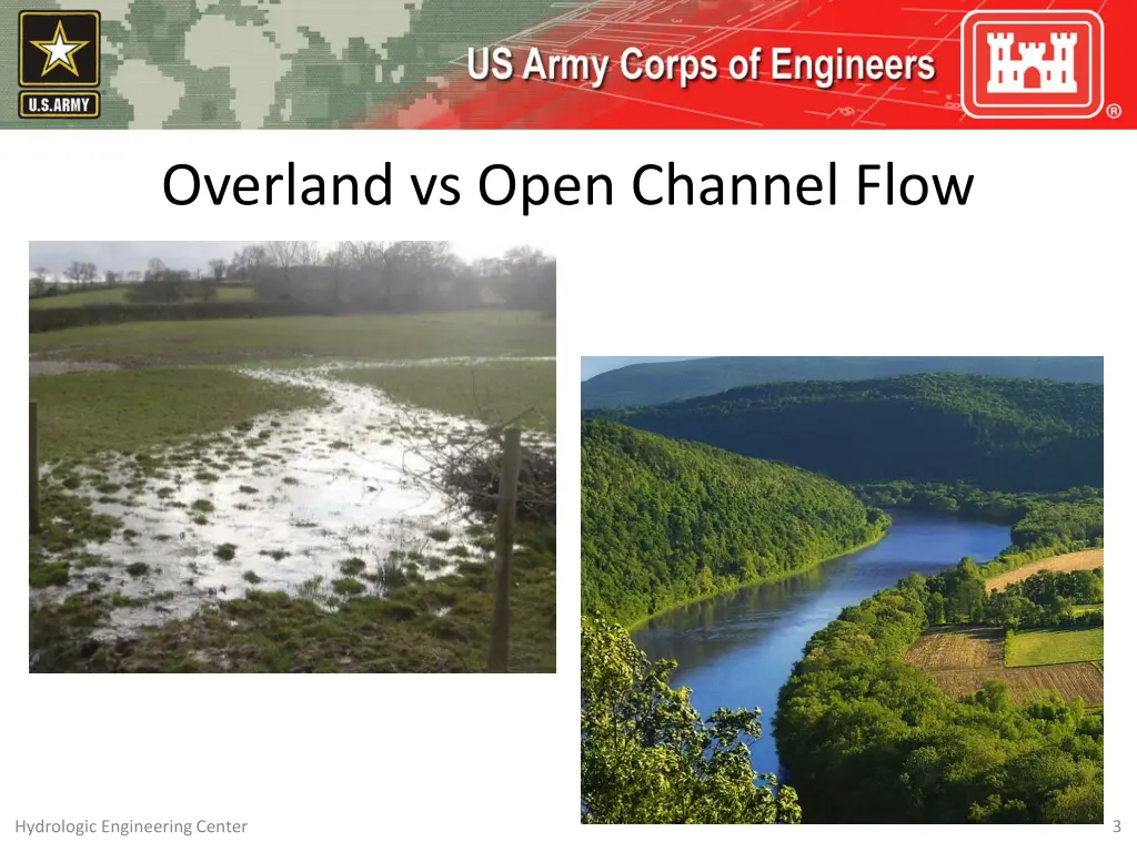 overland vs open channel flow