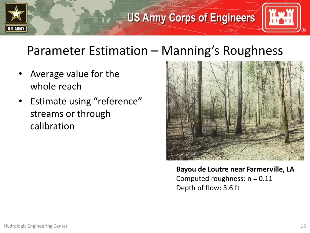 parameter estimation manning s roughness