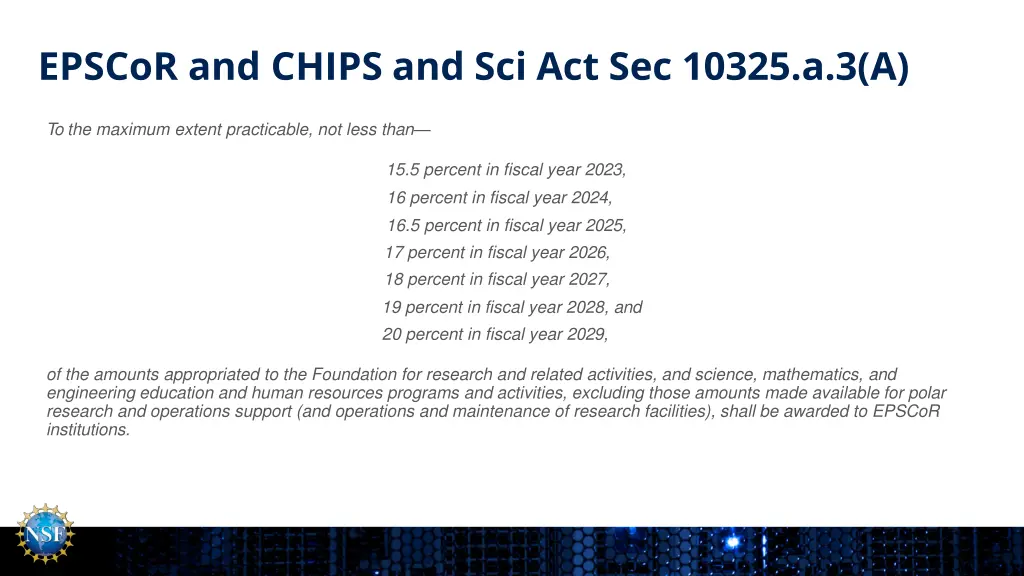 epscor and chips and sci act sec 10325 a 3 a