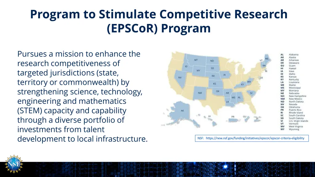 program to stimulate competitive research epscor