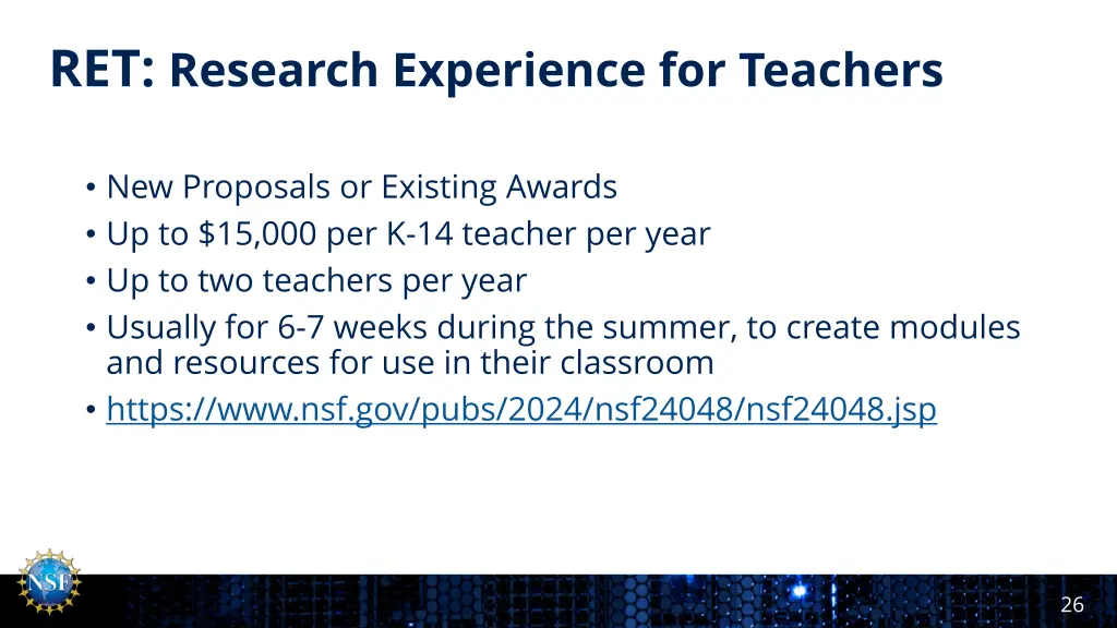 ret research experience for teachers