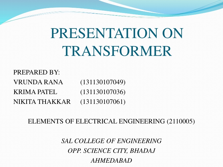 presentation on transformer