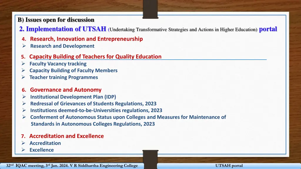 b issues open for discussion 2 implementation 2