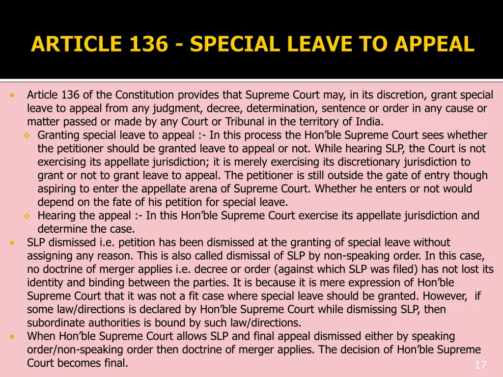article 136 of the constitution provides that