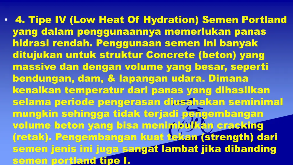 4 tipe iv low heat of hydration semen portland