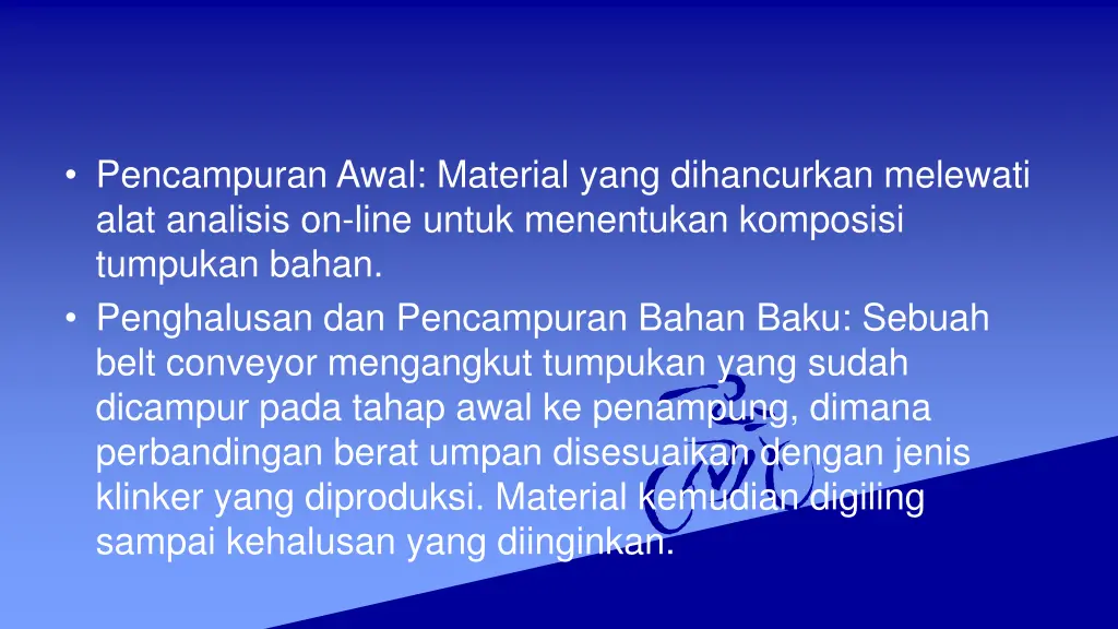 pencampuran awal material yang dihancurkan