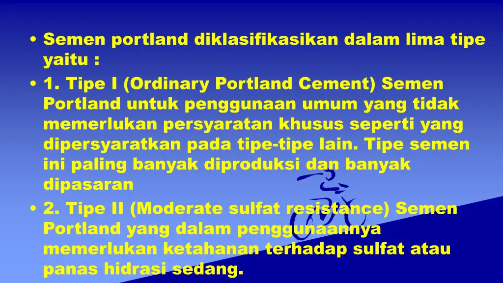 semen portland diklasifikasikan dalam lima tipe