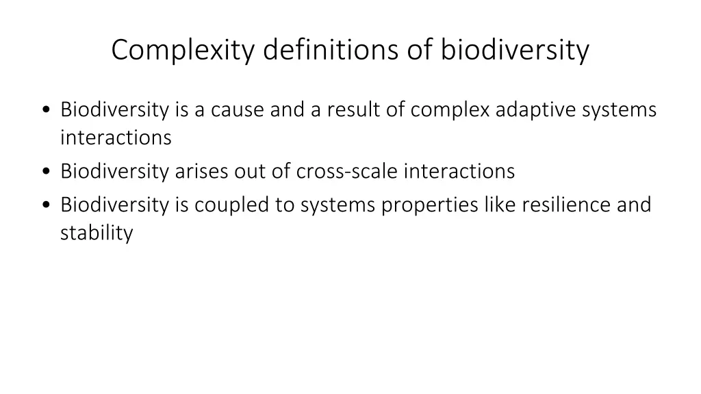 complexity definitions of biodiversity