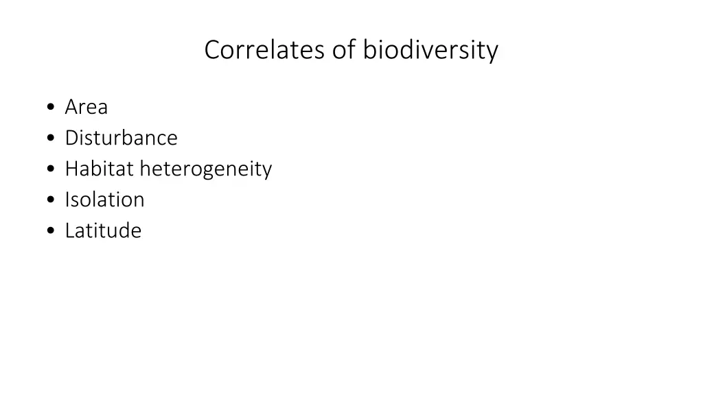 correlates of biodiversity