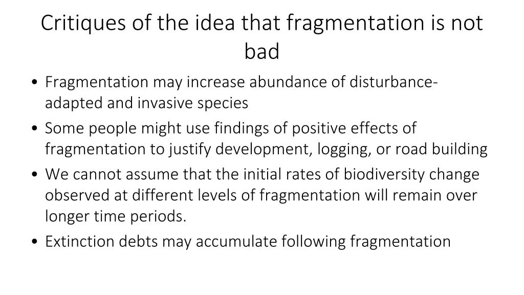 critiques of the idea that fragmentation