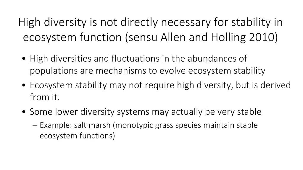 high diversity is not directly necessary