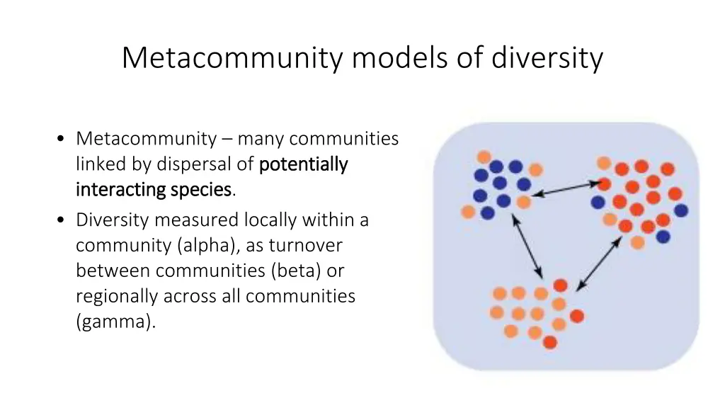 metacommunity models of diversity