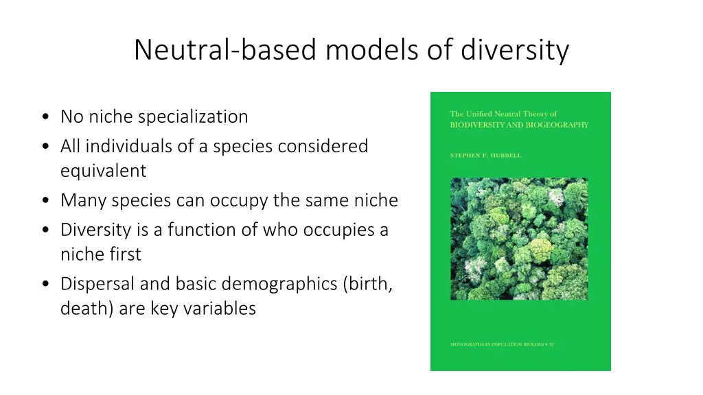 neutral based models of diversity