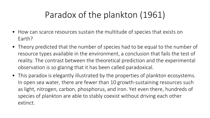 paradox of the plankton 1961