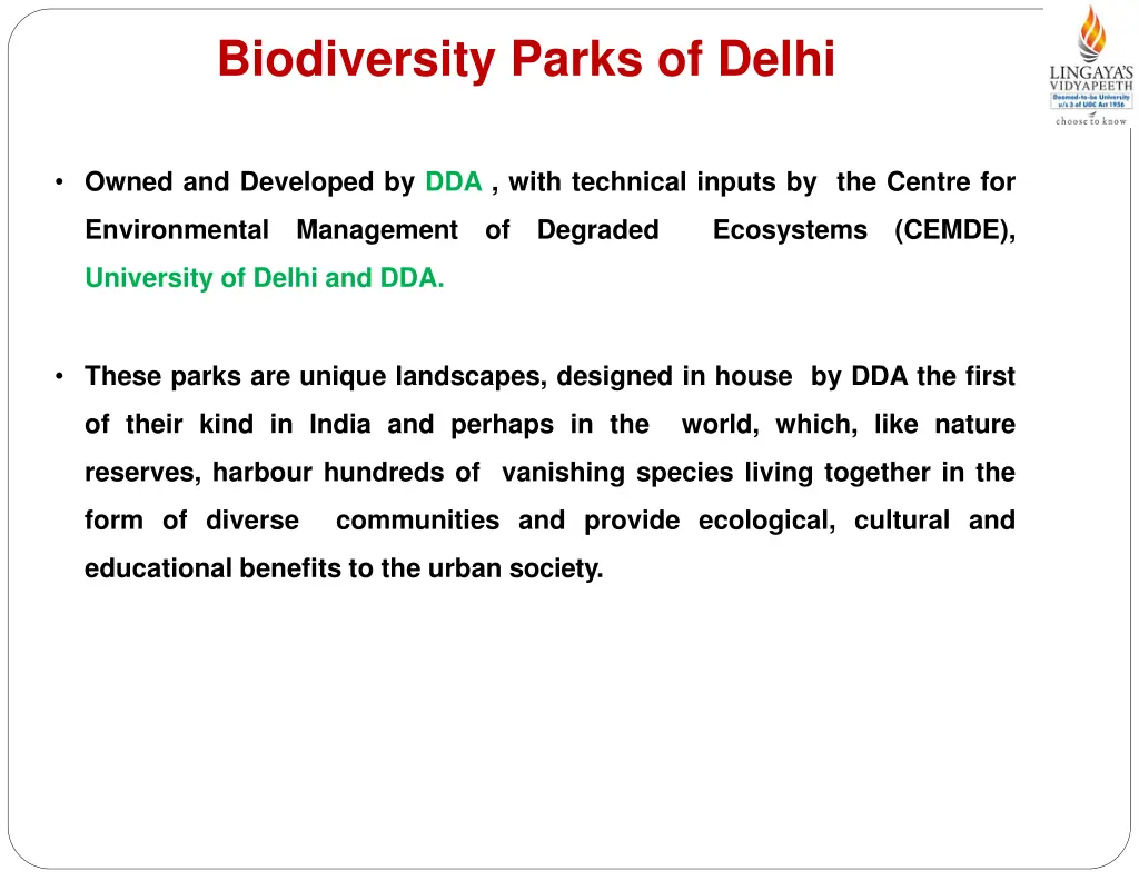 biodiversity parks of delhi