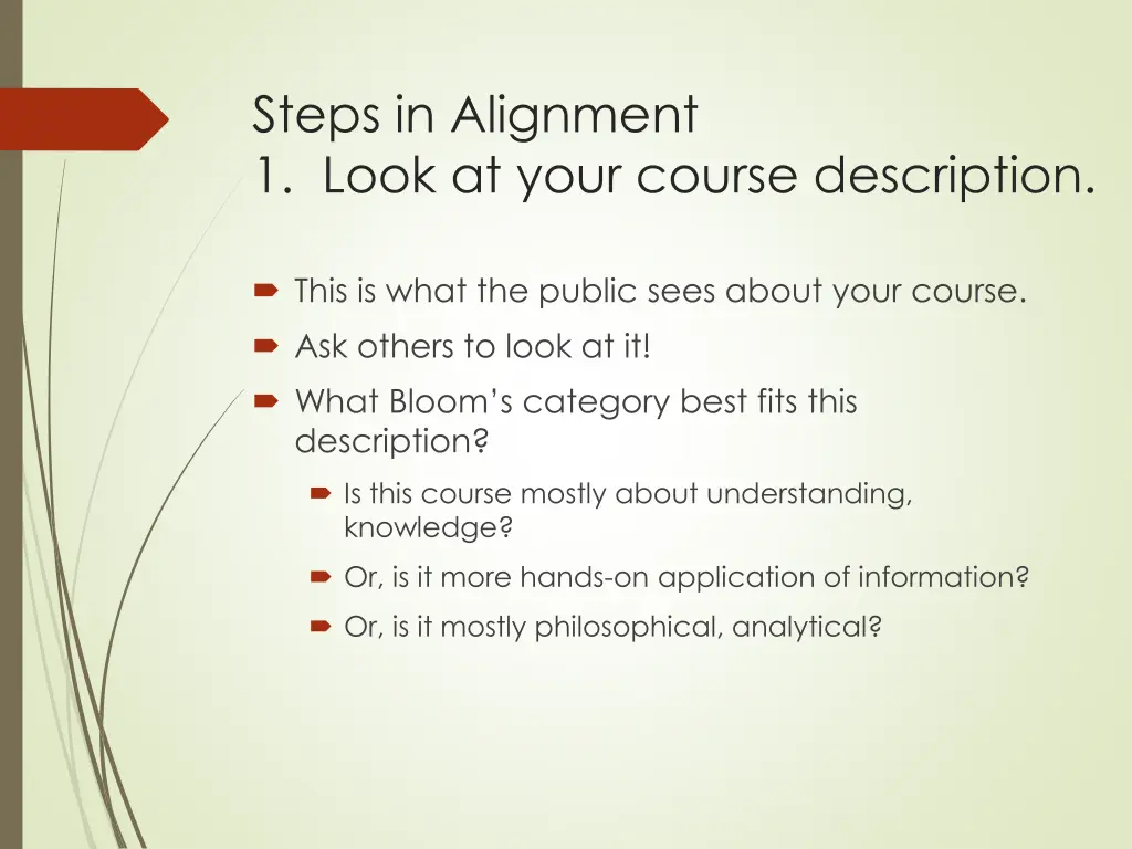 steps in alignment 1 look at your course