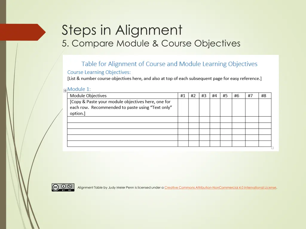 steps in alignment 5 compare module course