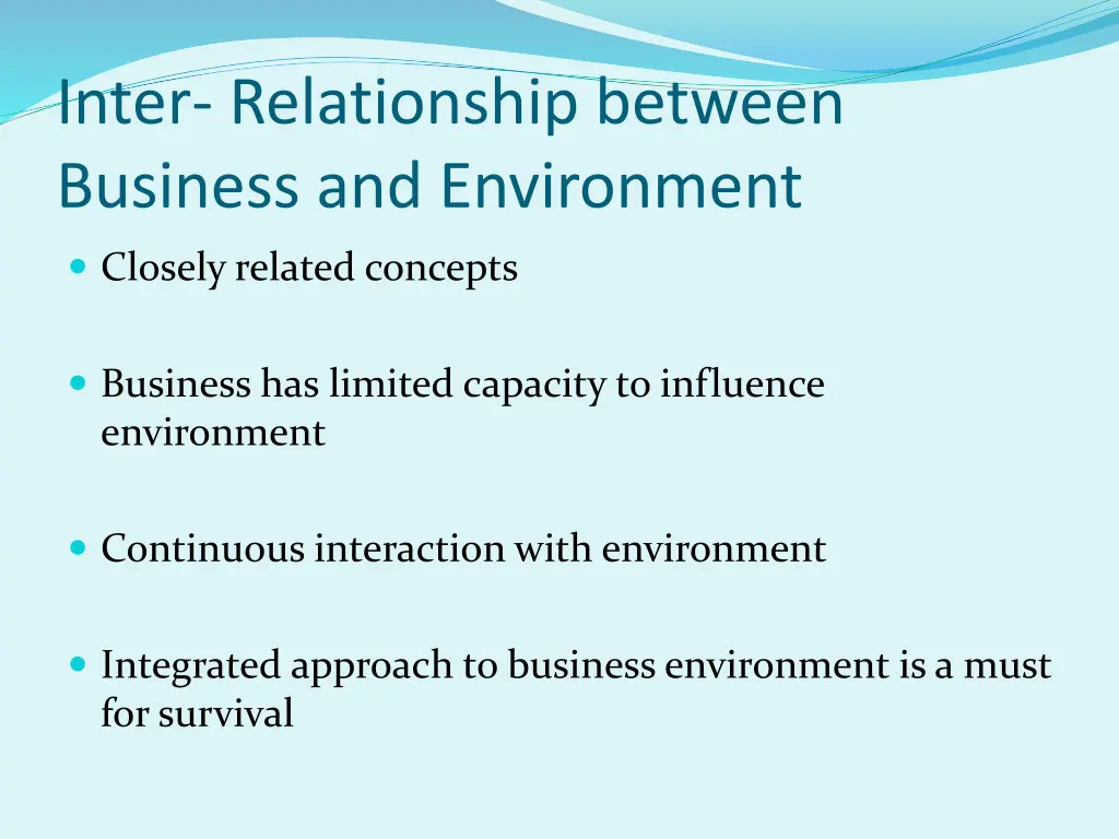 inter relationship between business