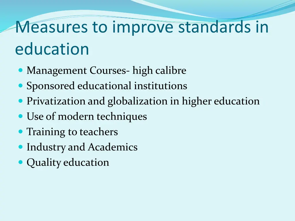 measures to improve standards in education