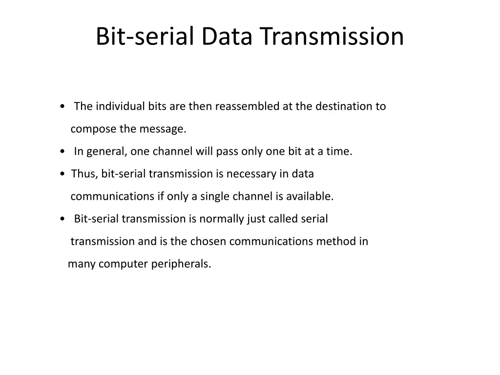 bit serial data transmission