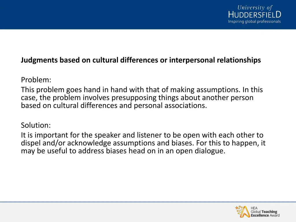 judgments based on cultural differences