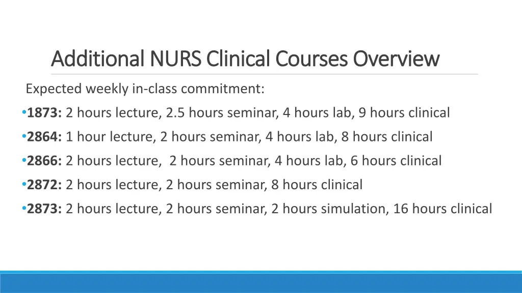 additional nurs clinical courses overview