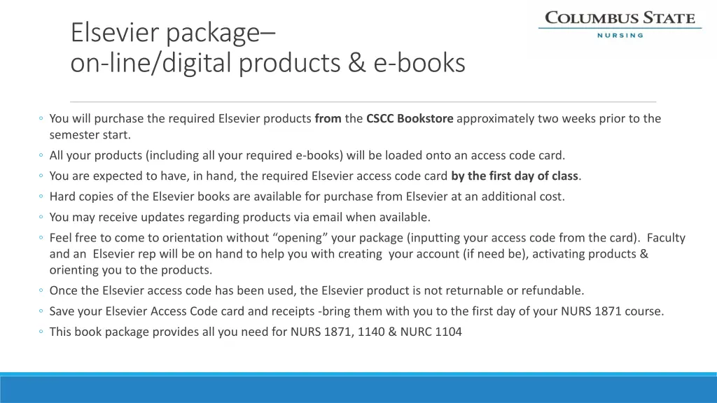 elsevier package on line digital products e books