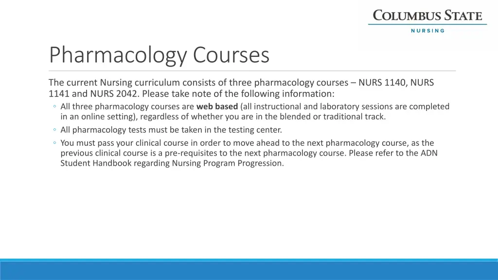 pharmacology courses