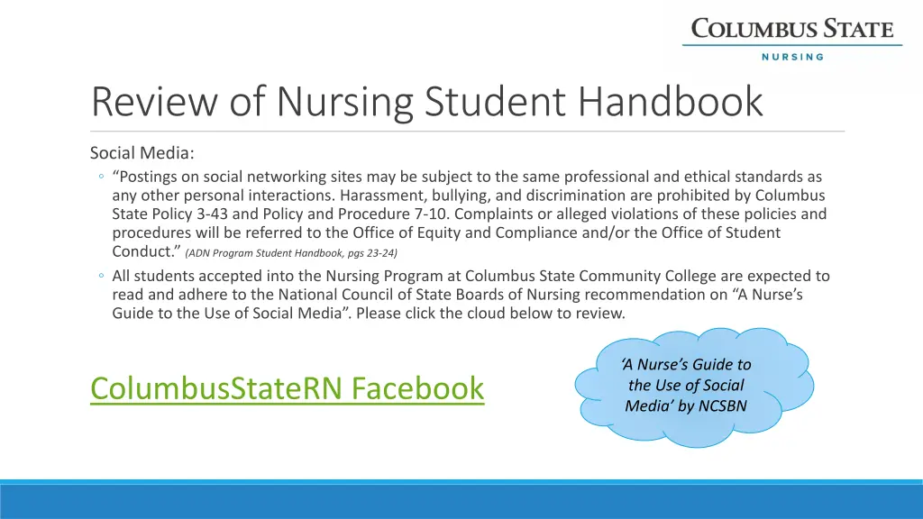 review of nursing student handbook 2
