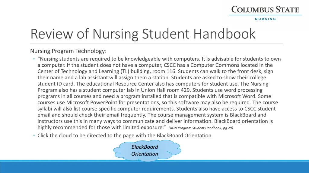 review of nursing student handbook 8