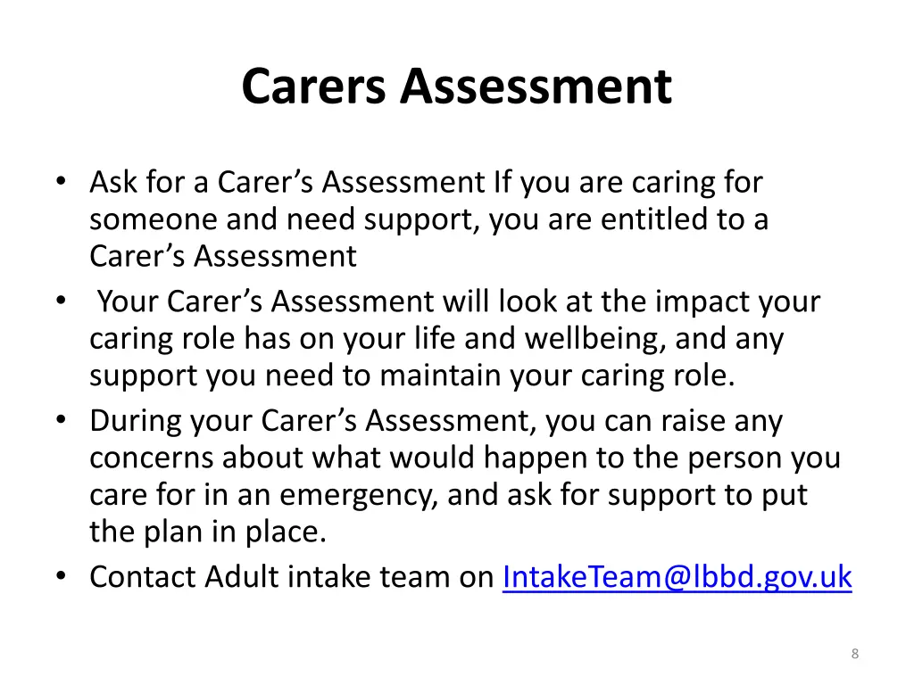 carers assessment