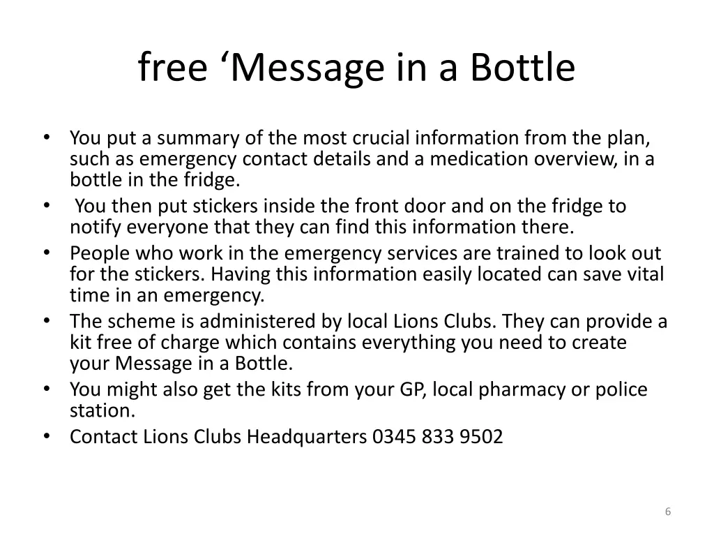 free message in a bottle