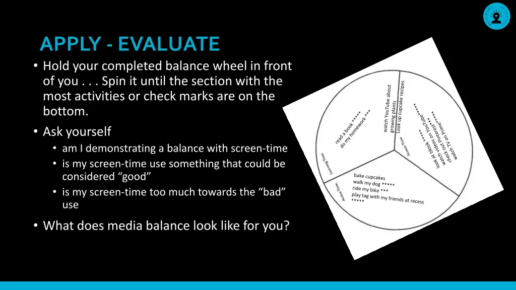 apply evaluate hold your completed balance wheel