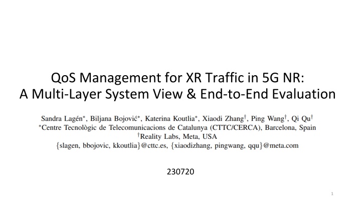 qos management for xr traffic in 5g nr a multi