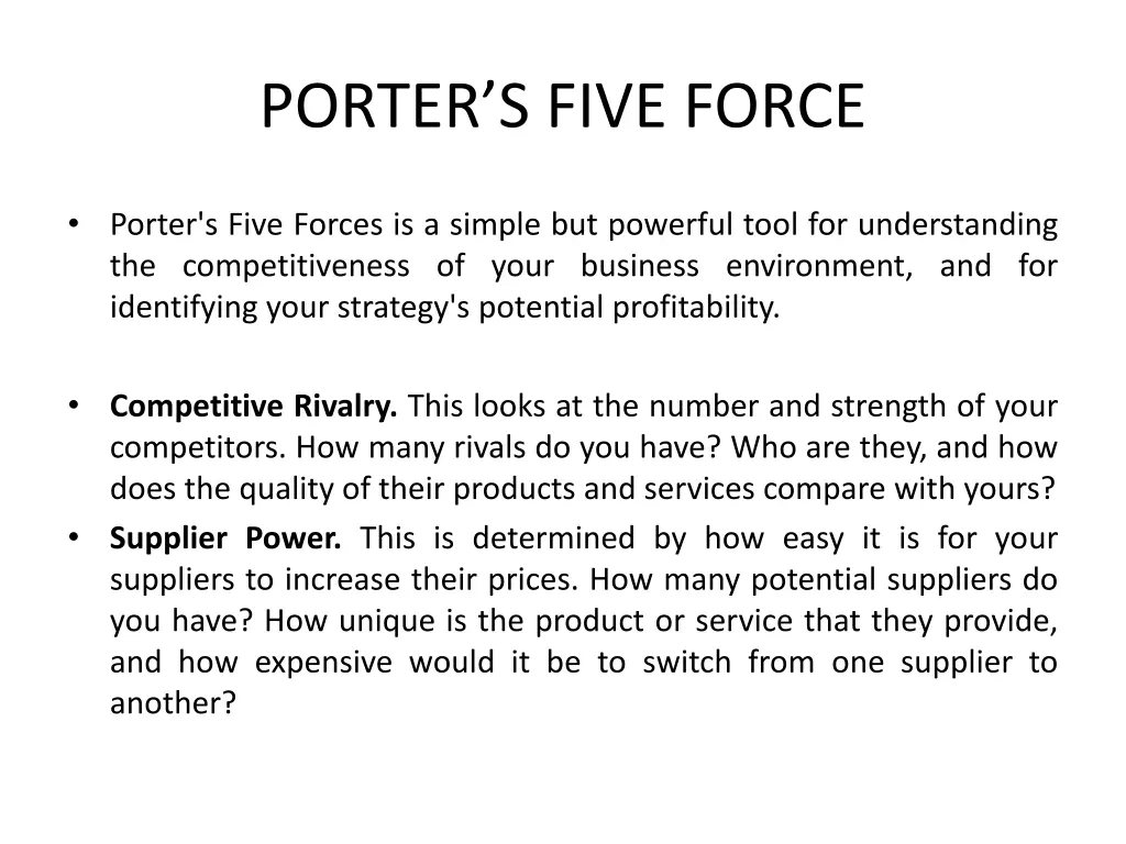 porter s five force