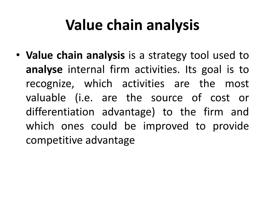 value chain analysis