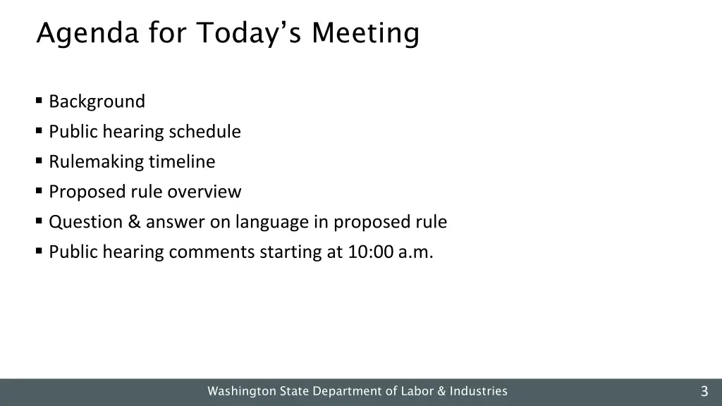 agenda for today s meeting