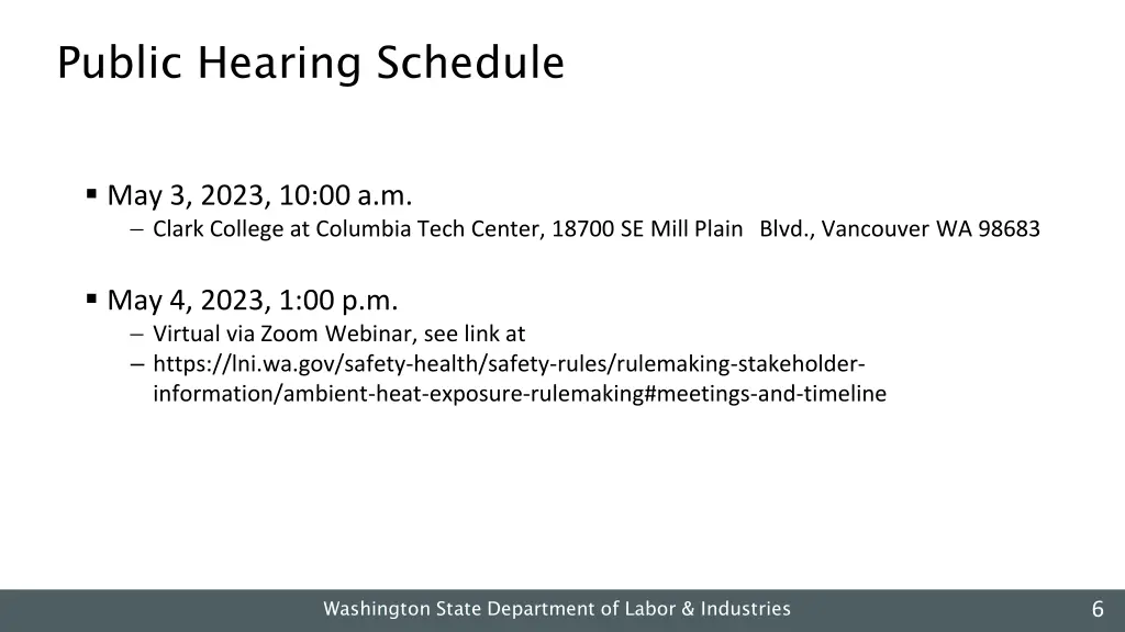 public hearing schedule 1