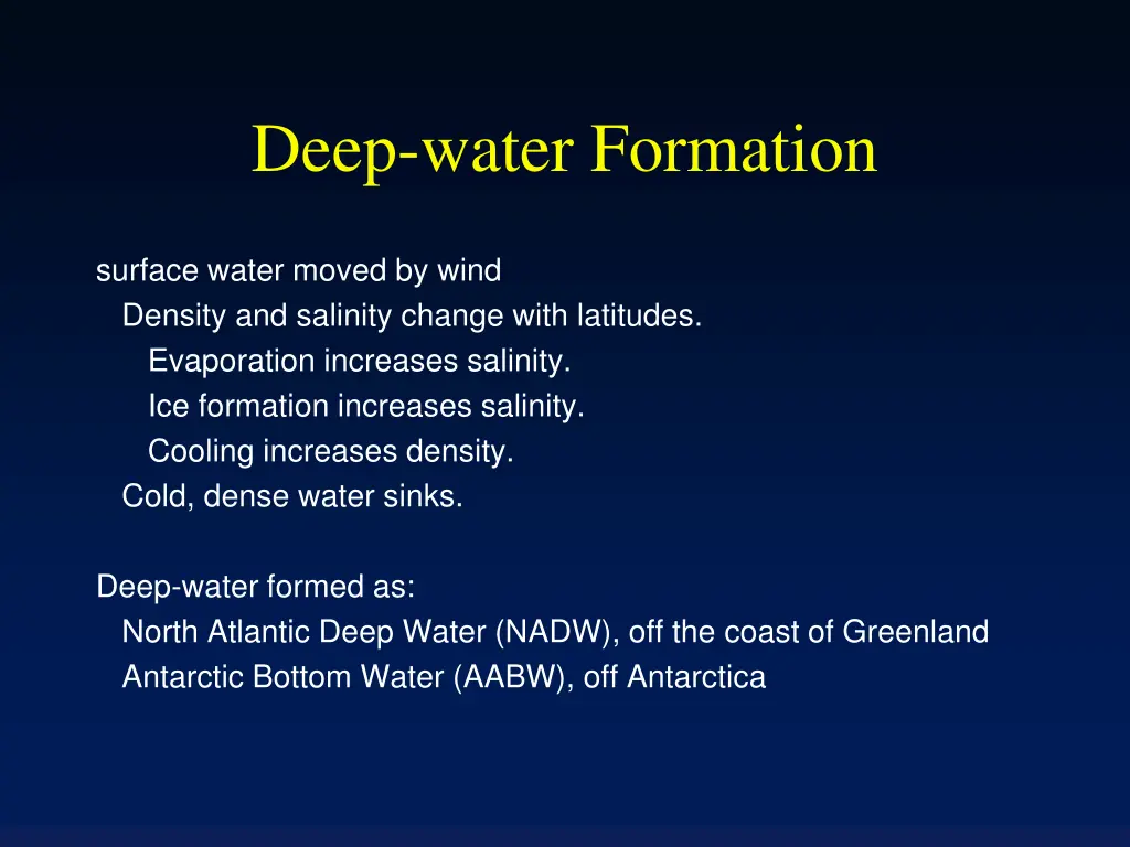 deep water formation