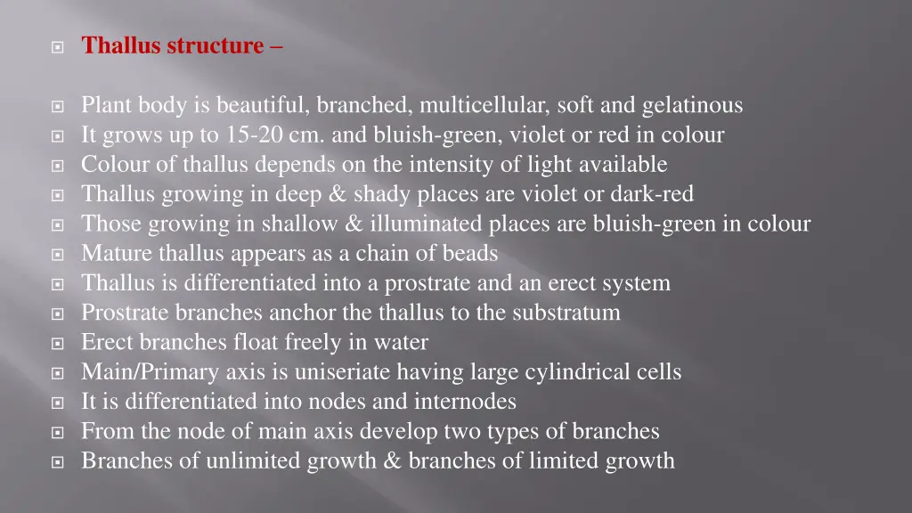 thallus structure