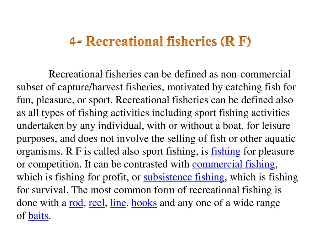 4 recreational fisheries r f