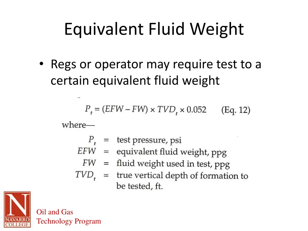 equivalent fluid weight